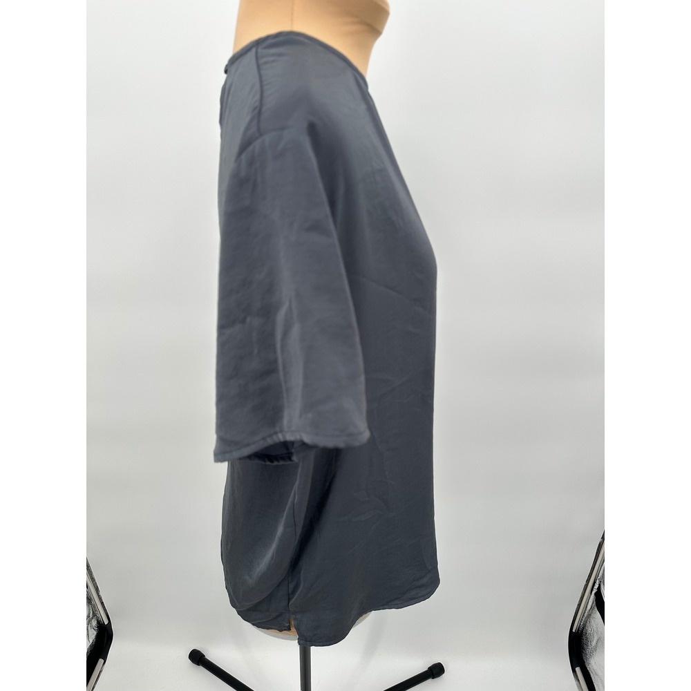 Banana‎ Republic Womens Top Medium Gray Short Sleeve Button Casual - Picture 3 of 6